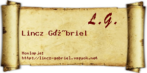 Lincz Gábriel névjegykártya